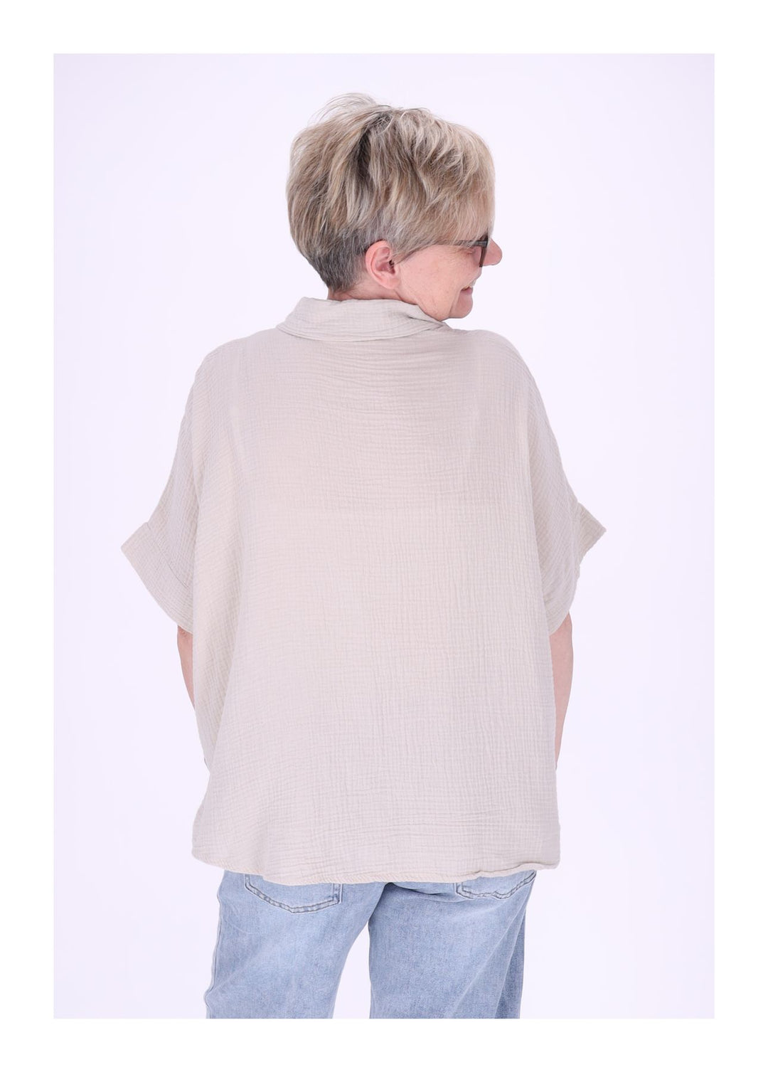 Splash of Color Musselin Bluse Kurzarm