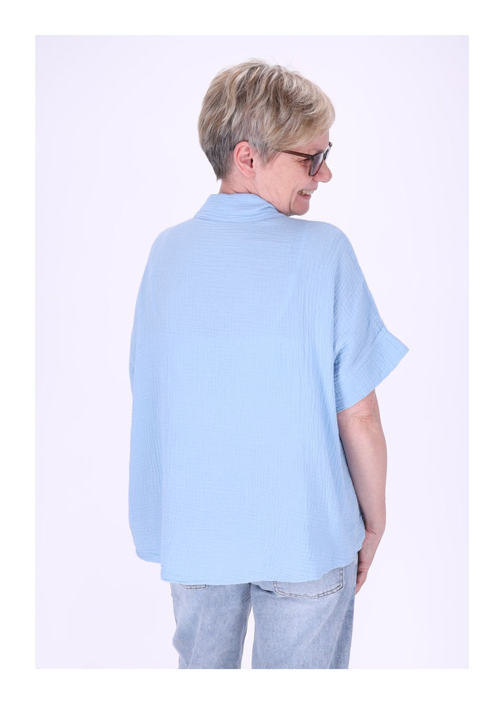 Splash of Color Musselin Bluse Kurzarm