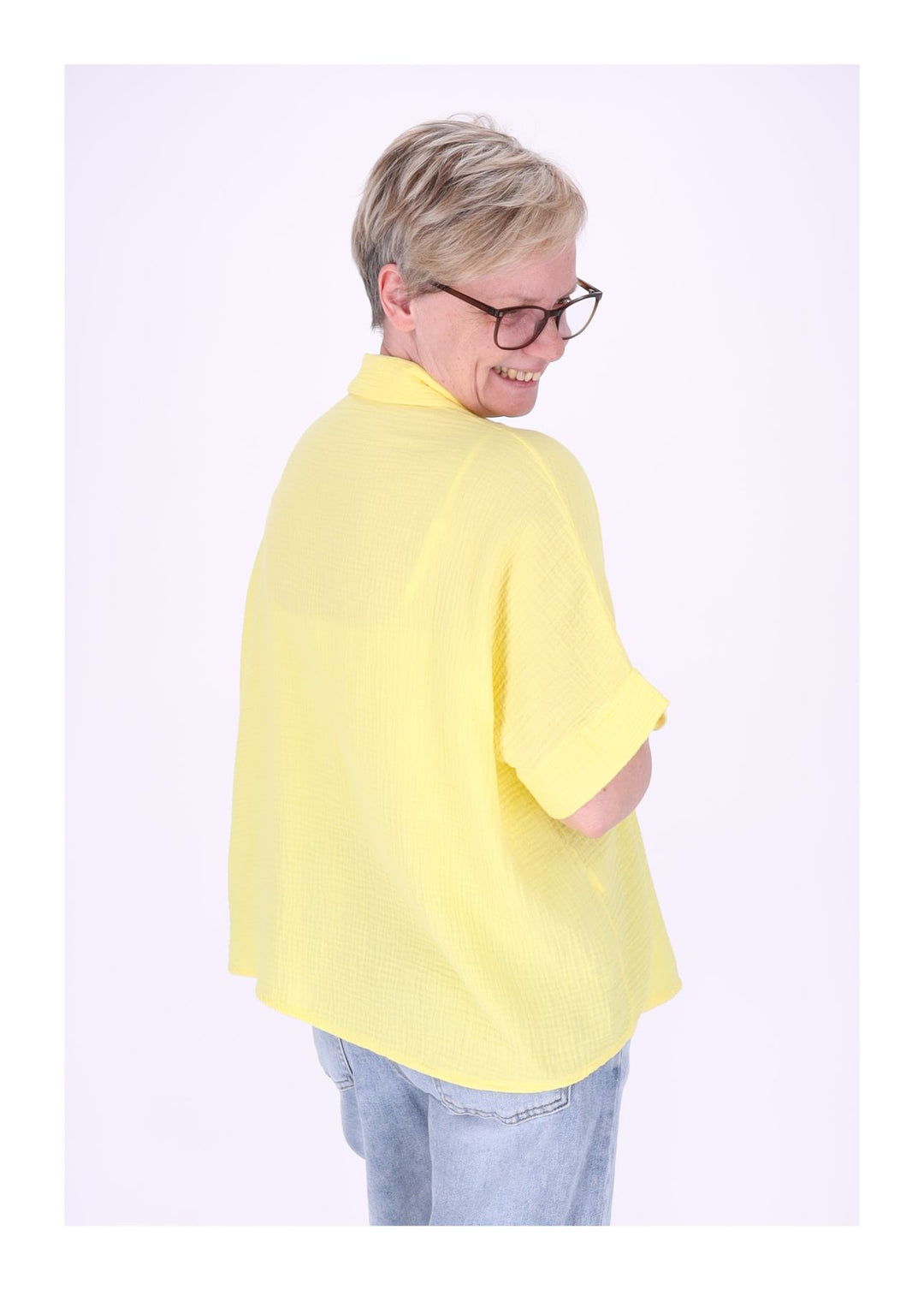 Splash of Color Musselin Bluse Kurzarm