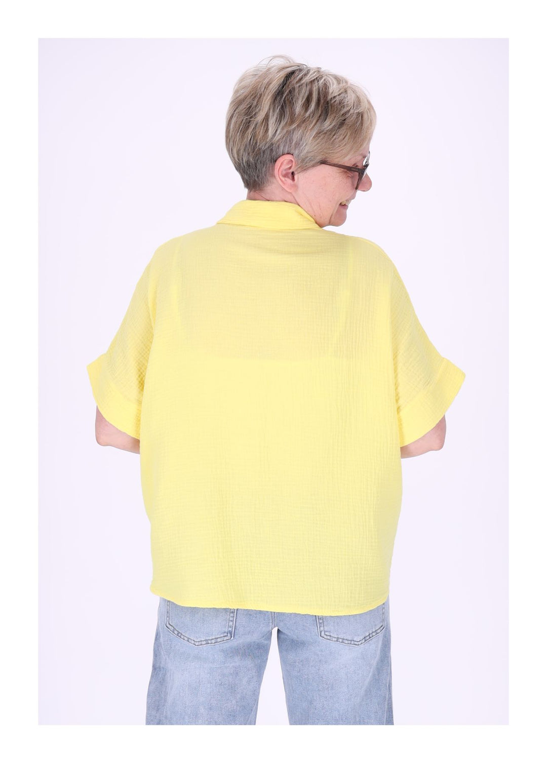 Splash of Color Musselin Bluse Kurzarm