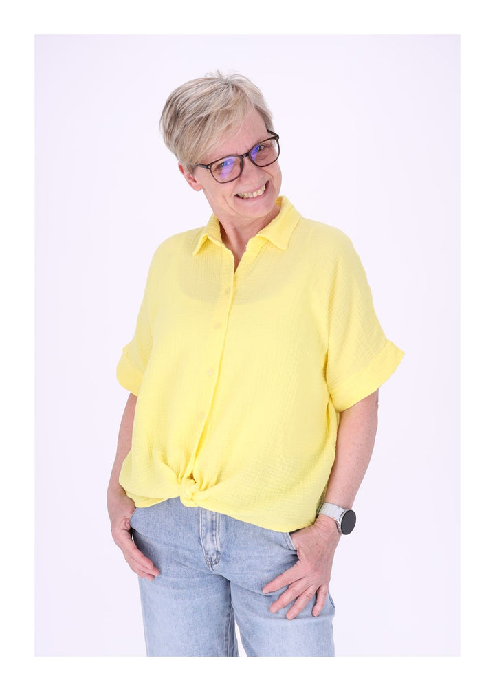 Splash of Color Musselin Bluse Kurzarm