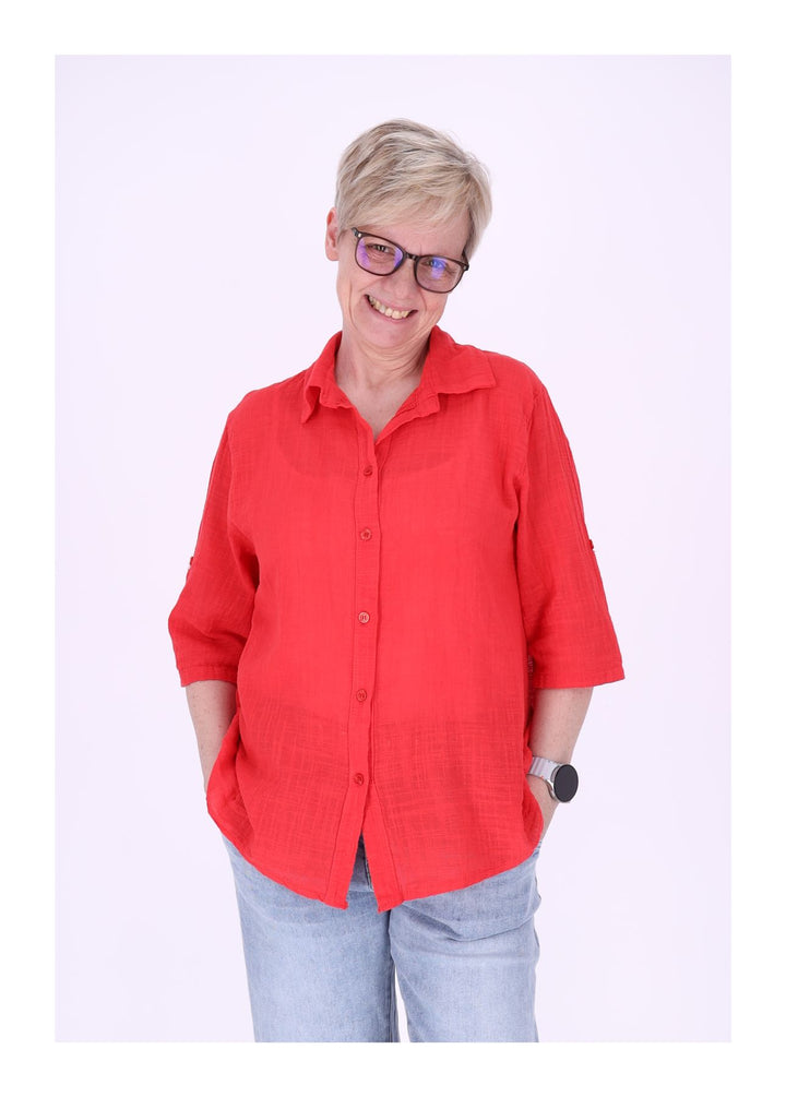 Splash of Color Leinenbluse Damen