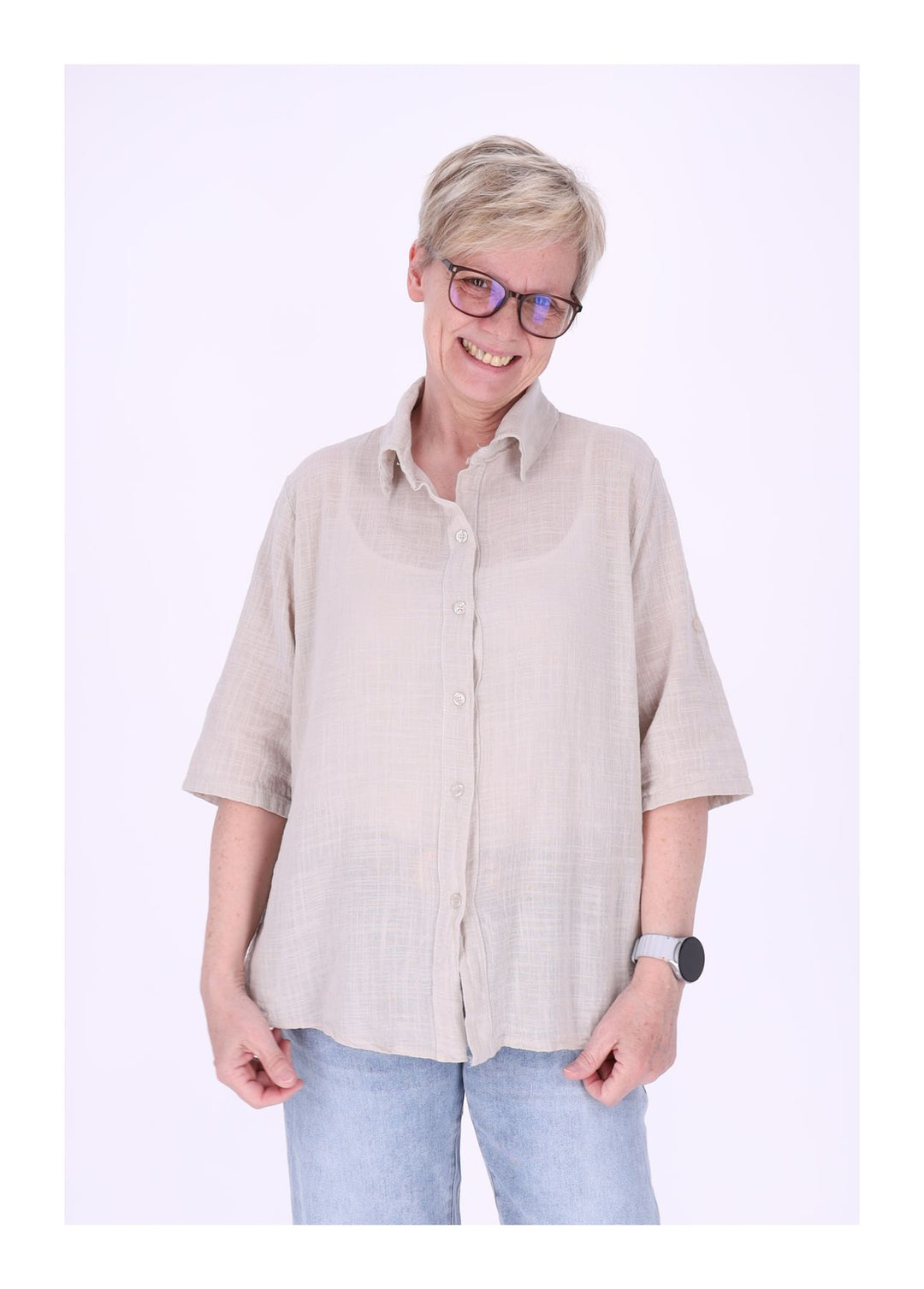 Splash of Color Leinenbluse Damen