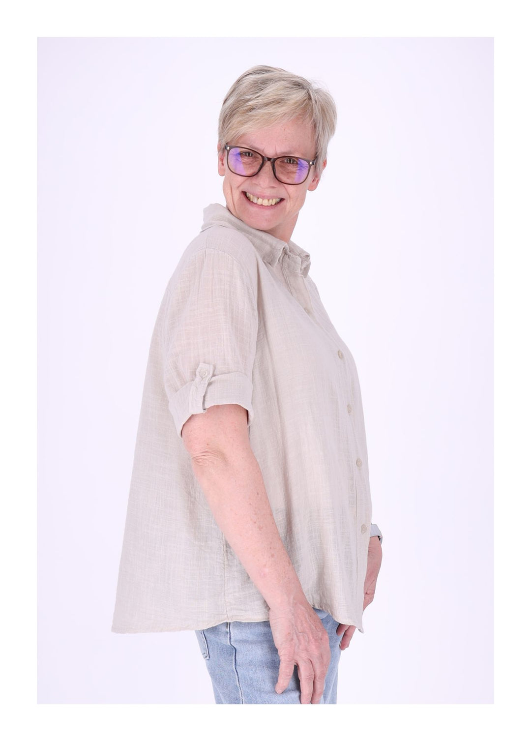 Splash of Color Leinenbluse Damen