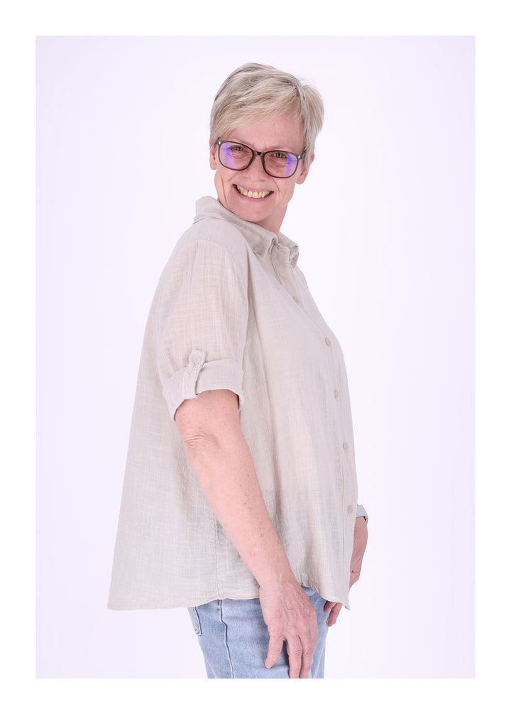 Splash of Color Leinenbluse Damen
