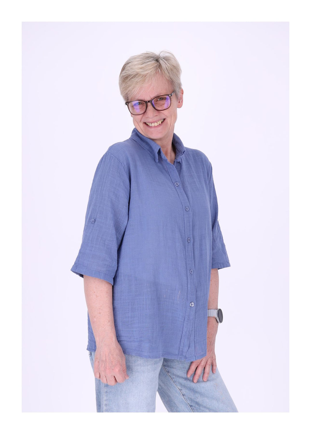 Splash of Color Leinenbluse Damen