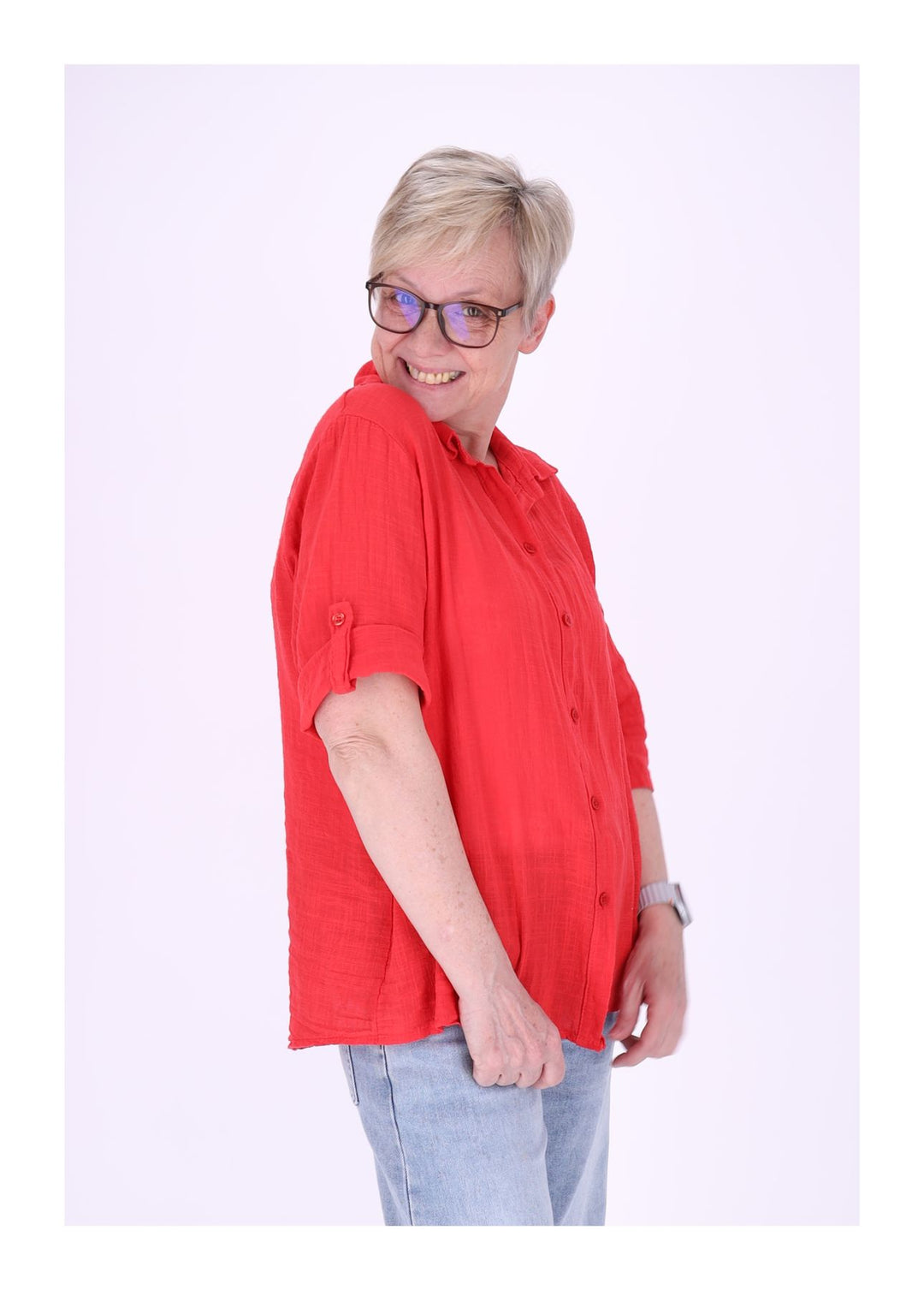 Splash of Color Leinenbluse Damen