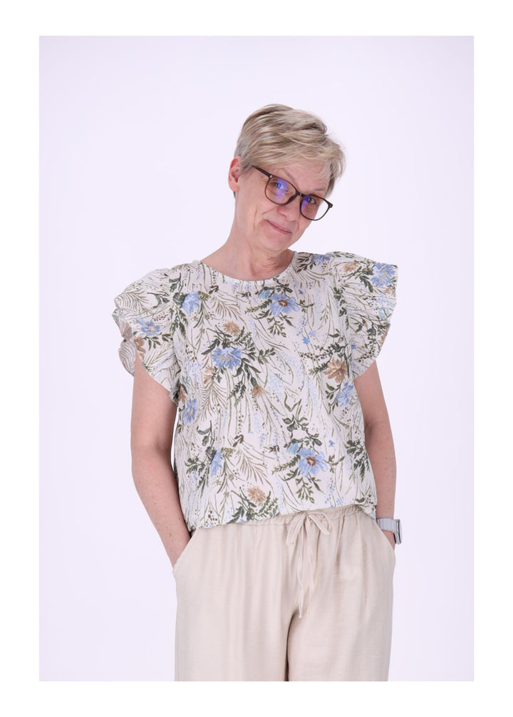 Vanessa Damen T-Shirt mit Rüschenärmeln