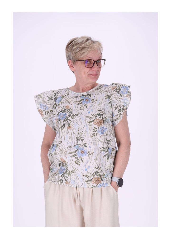 Vanessa Damen T-Shirt mit Rüschenärmeln