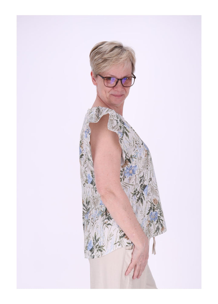 Vanessa Damen T-Shirt mit Rüschenärmeln