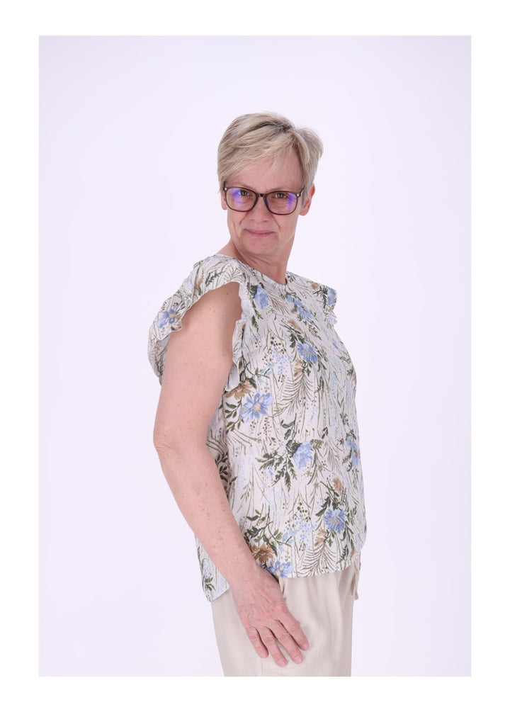Vanessa Damen T-Shirt mit Rüschenärmeln