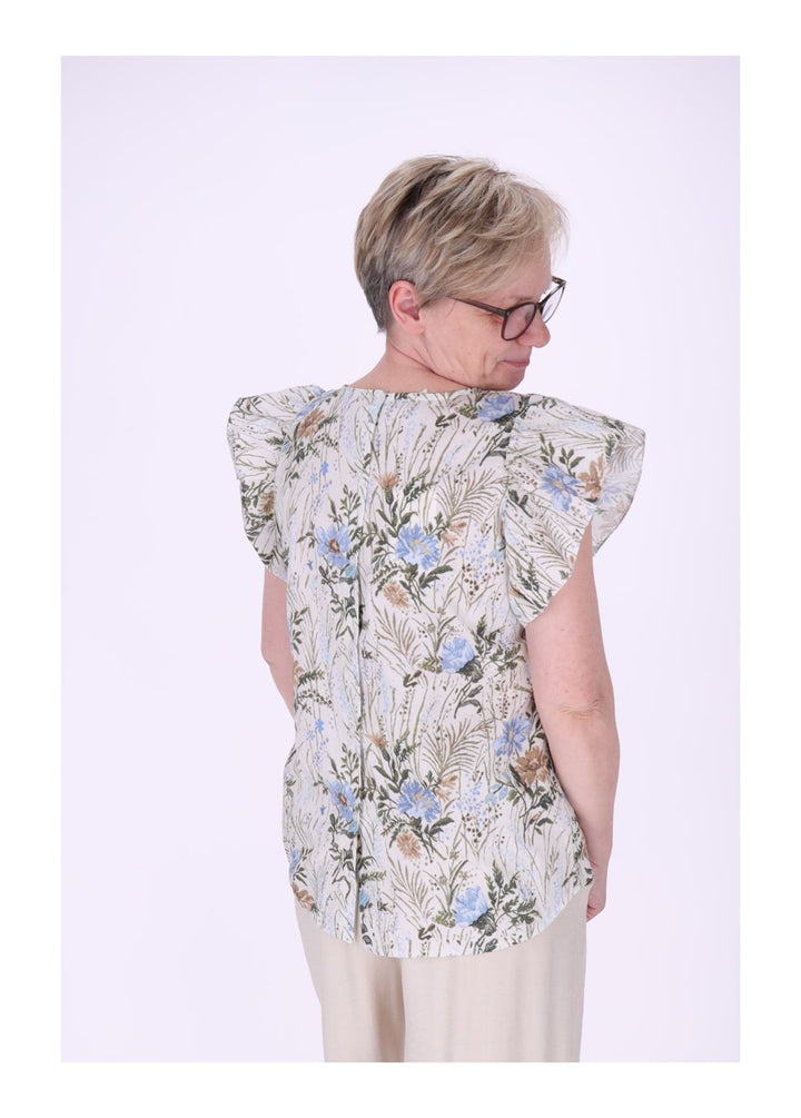Vanessa Damen T-Shirt mit Rüschenärmeln