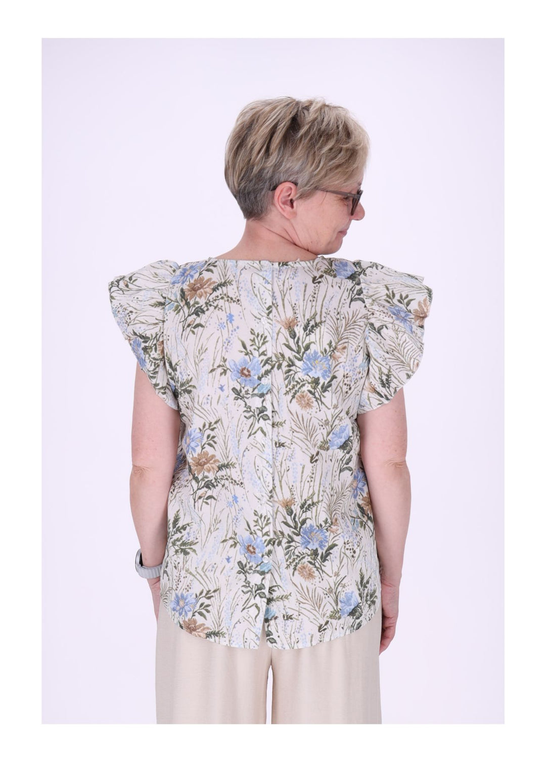 Vanessa Damen T-Shirt mit Rüschenärmeln