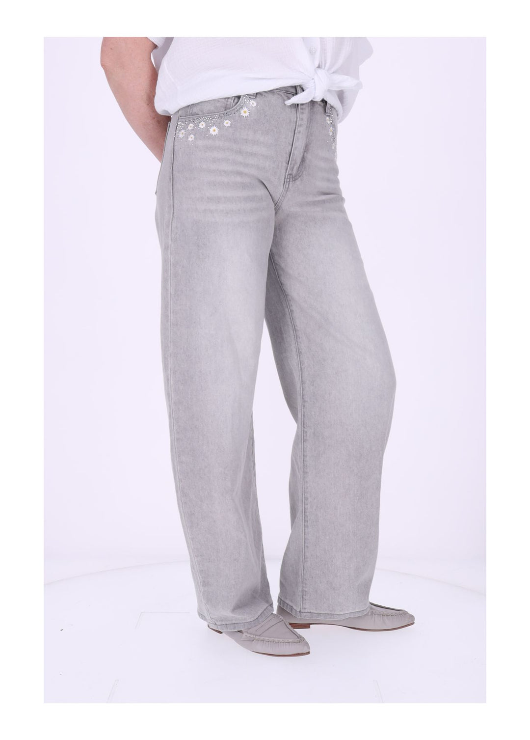 Splash of Color Jeans mit Stickerei