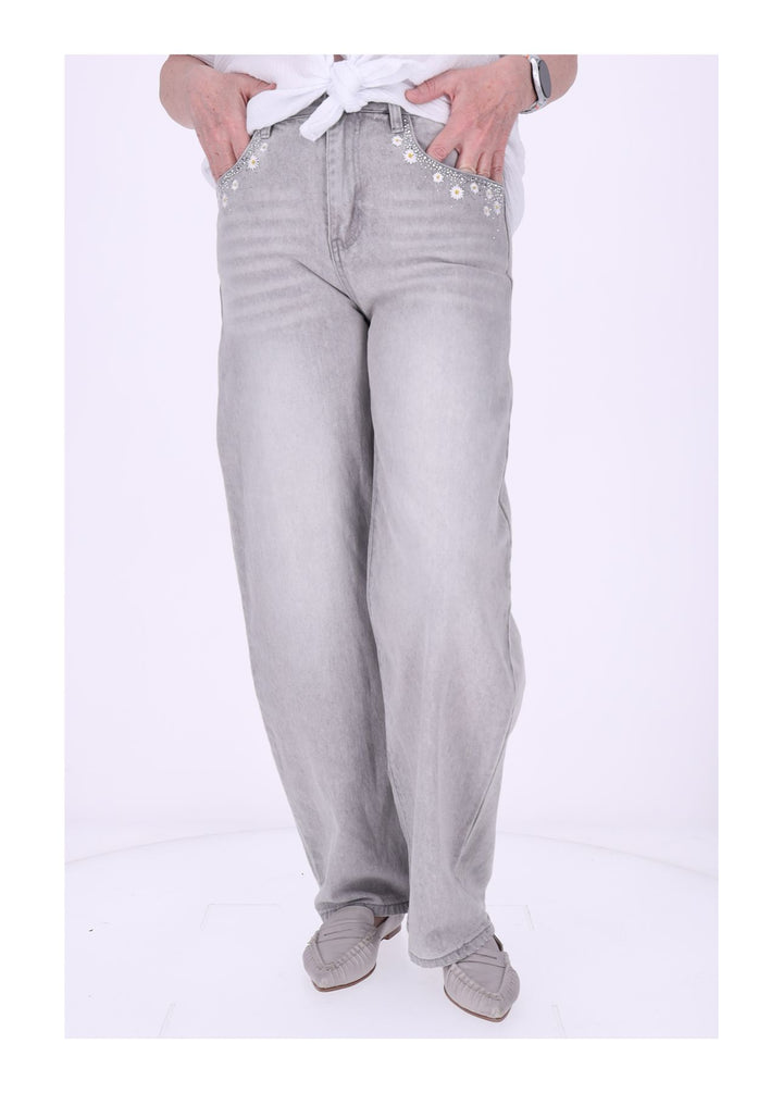 Splash of Color Jeans mit Stickerei