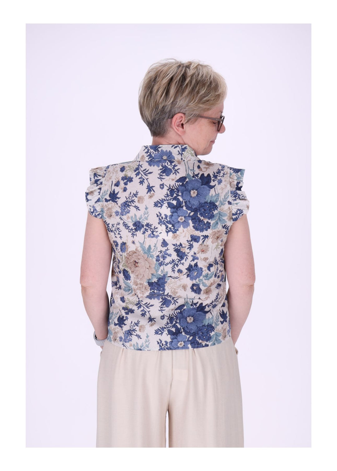 Vanessa Bluse ärmellos Rüschen zum Binden