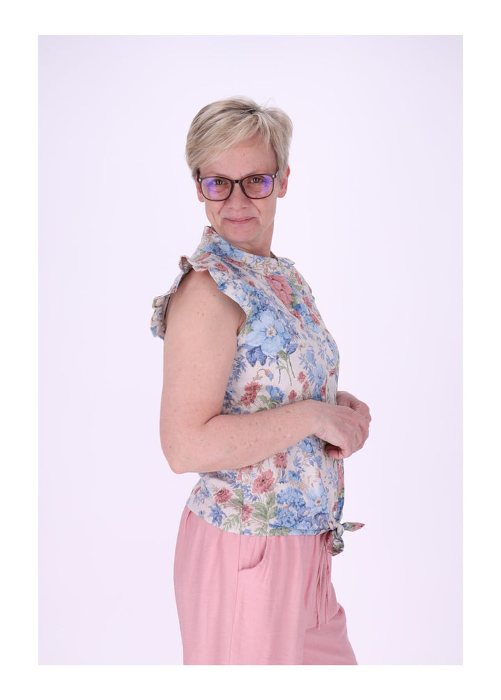 Vanessa Bluse ärmellos Rüschen zum Binden
