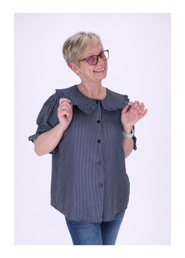 Splash of Color Bluse Jeansoptik Streifen