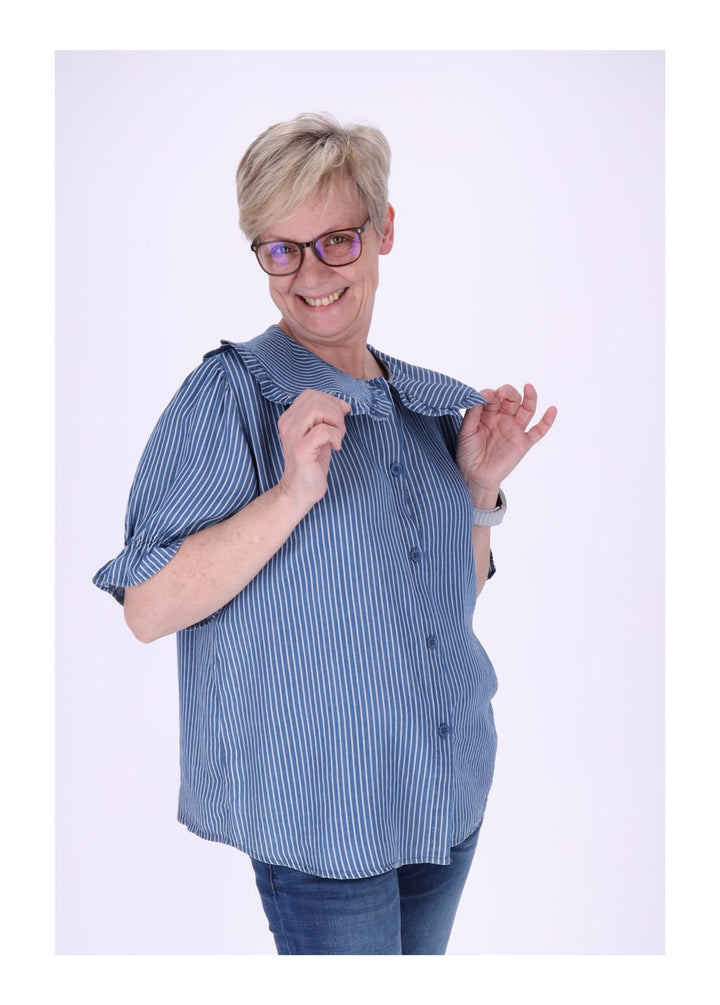 Splash of Color Bluse Jeansoptik Streifen