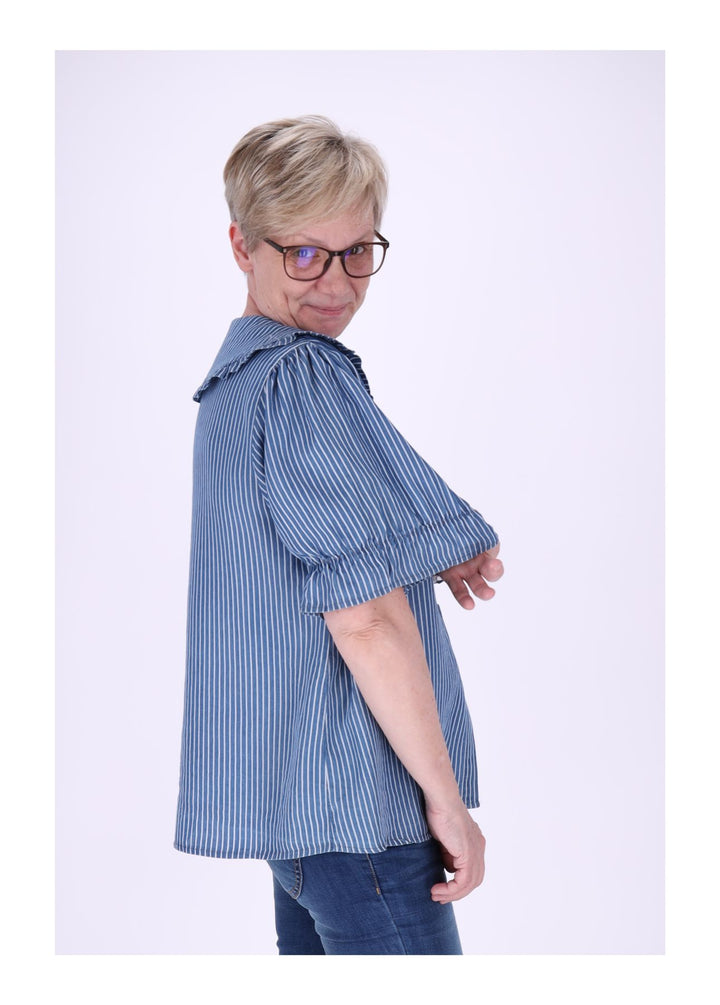 Splash of Color Bluse Jeansoptik Streifen