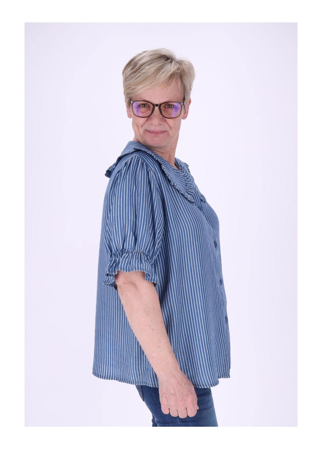Splash of Color Bluse Jeansoptik Streifen