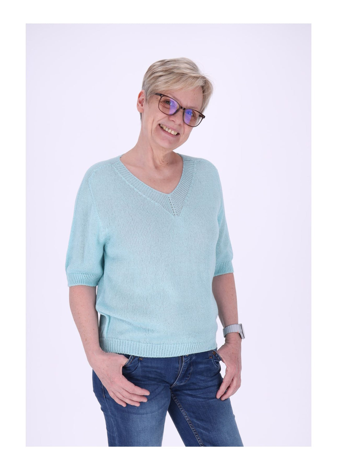 T-Shirt Damen V-Ausschnitt Feinstrick