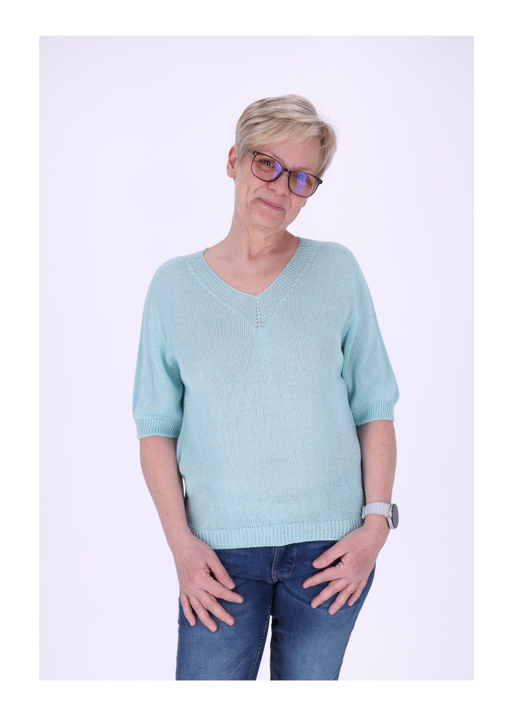 T-Shirt Damen V-Ausschnitt Feinstrick