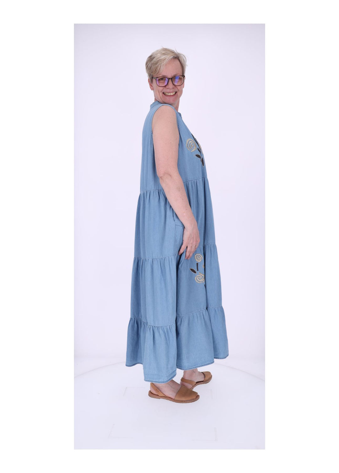 Splash of Color Jeans Kleid Damen