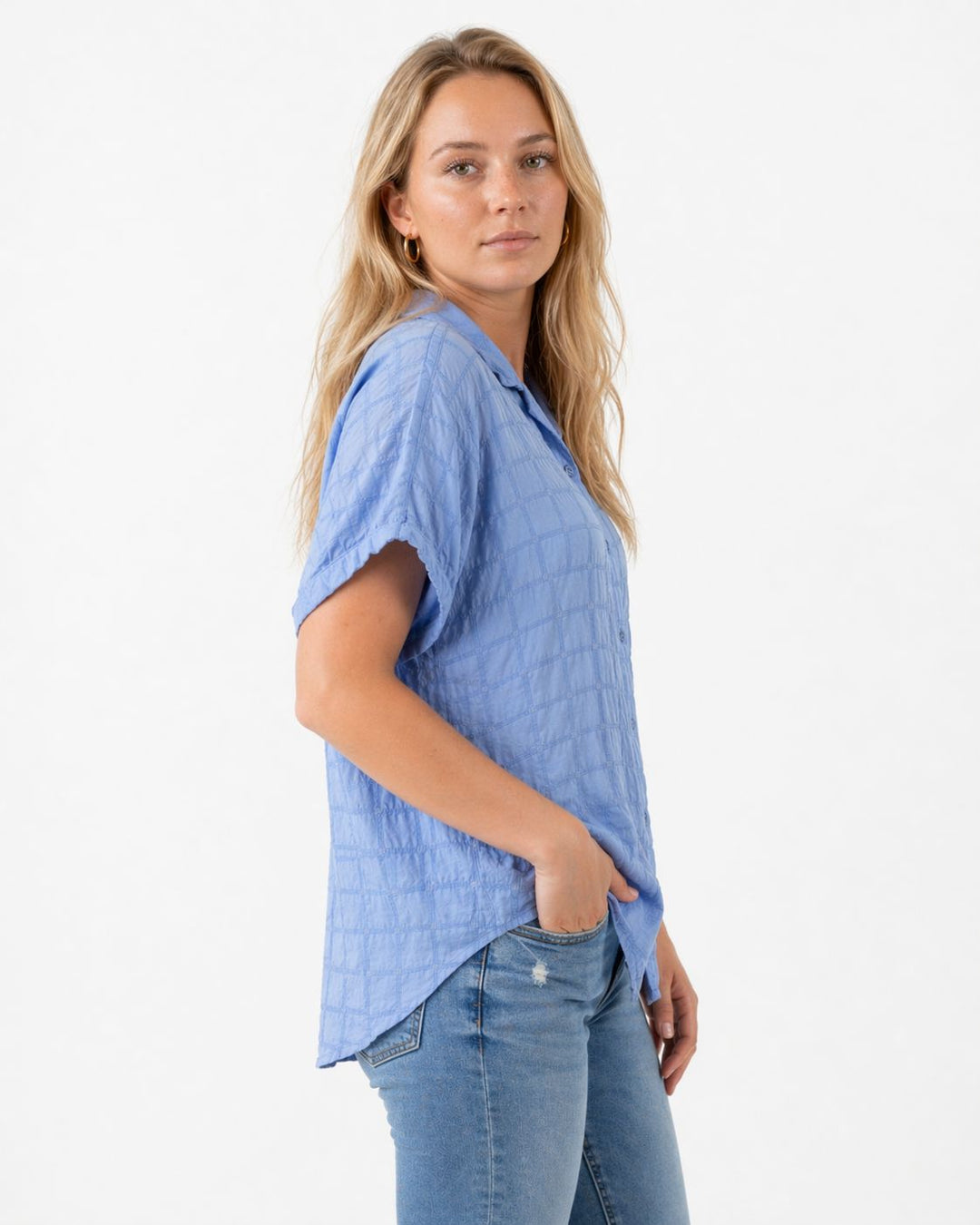 Splash of Color Bluse Damen Kurzarm