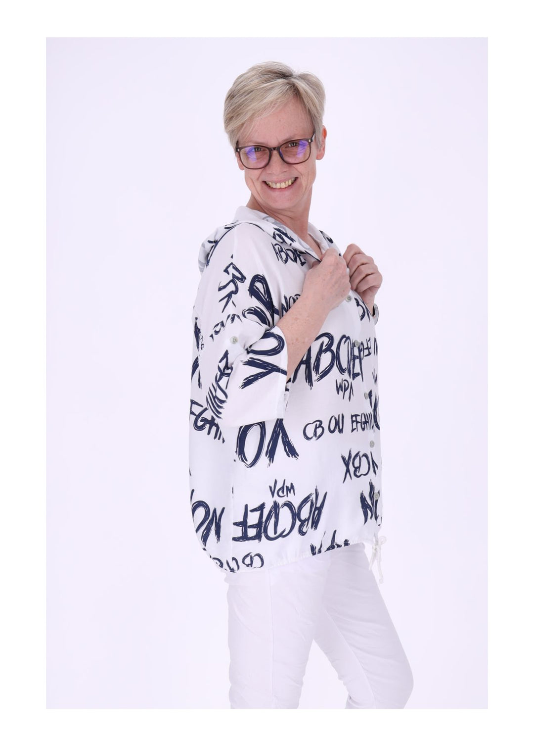 Splash of Color Bluse mit Kapuze