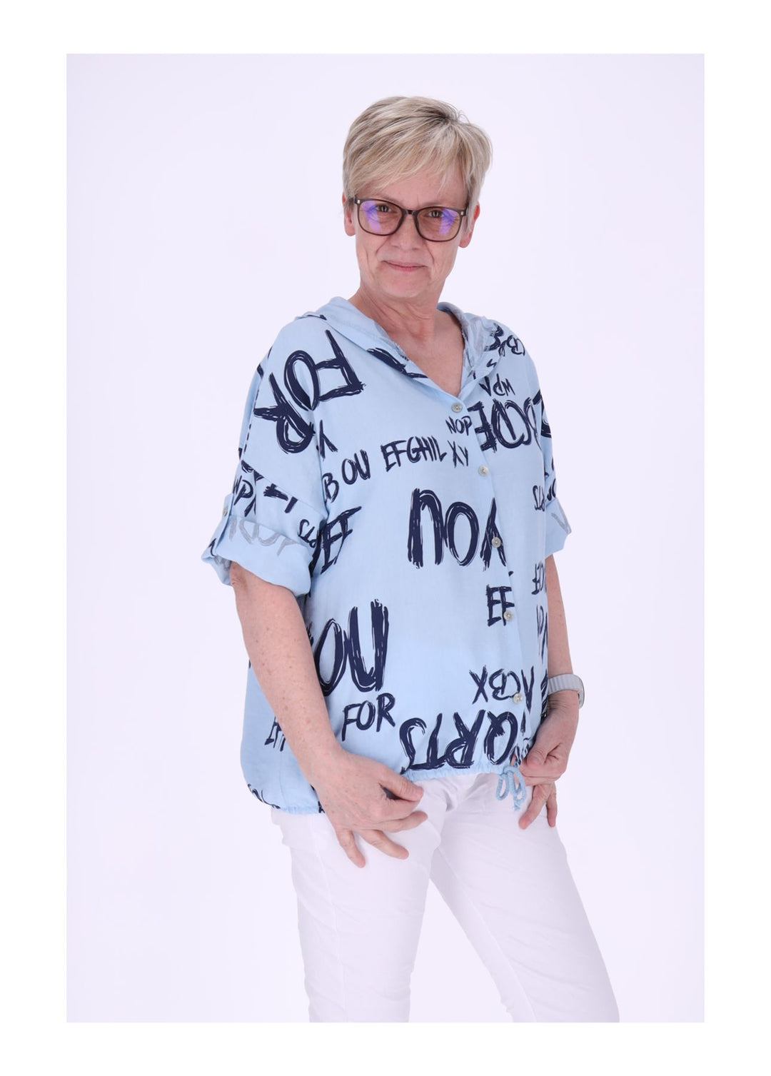 Splash of Color Bluse mit Kapuze