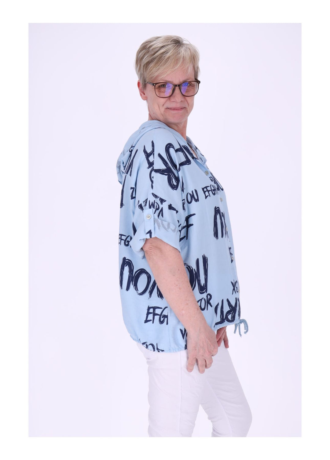 Splash of Color Bluse mit Kapuze