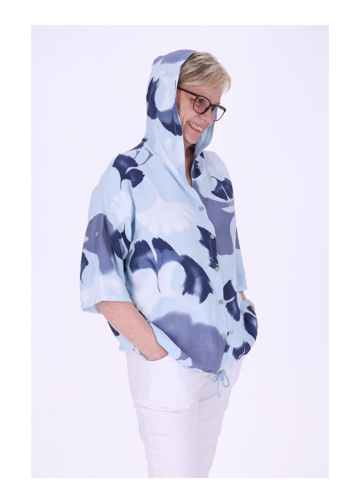 Splash of Color Bluse mit Kapuze Ginko