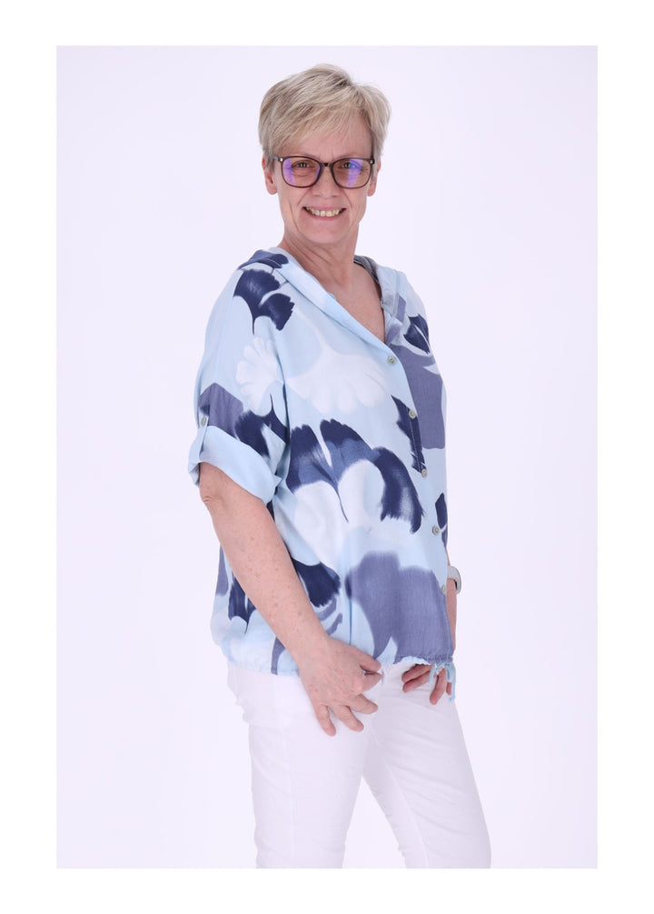 Splash of Color Bluse mit Kapuze Ginko