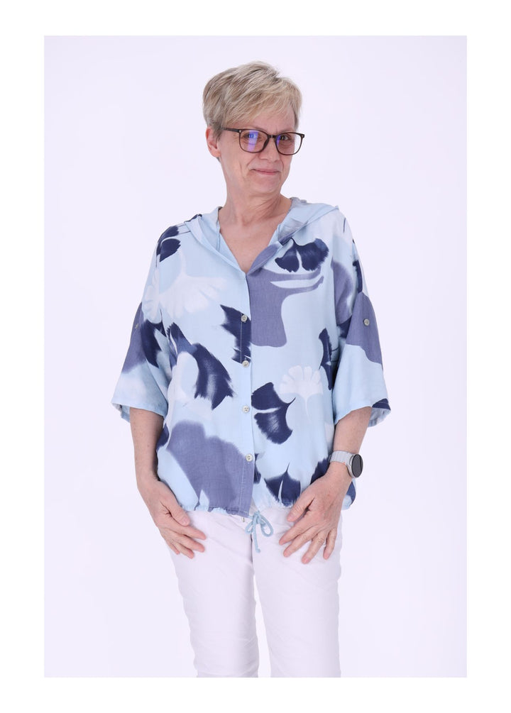 Splash of Color Bluse mit Kapuze Ginko