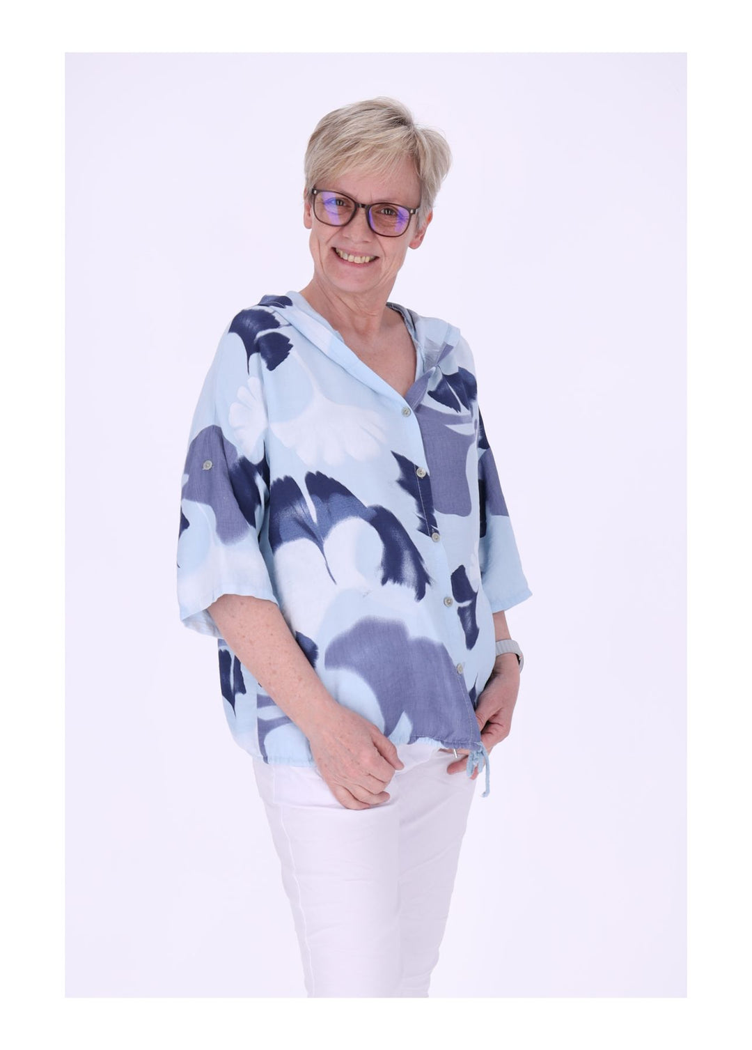 Splash of Color Bluse mit Kapuze Ginko