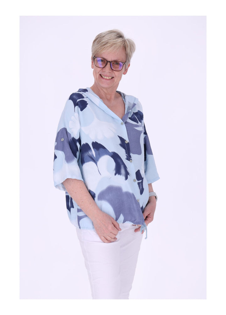 Splash of Color Bluse mit Kapuze Ginko