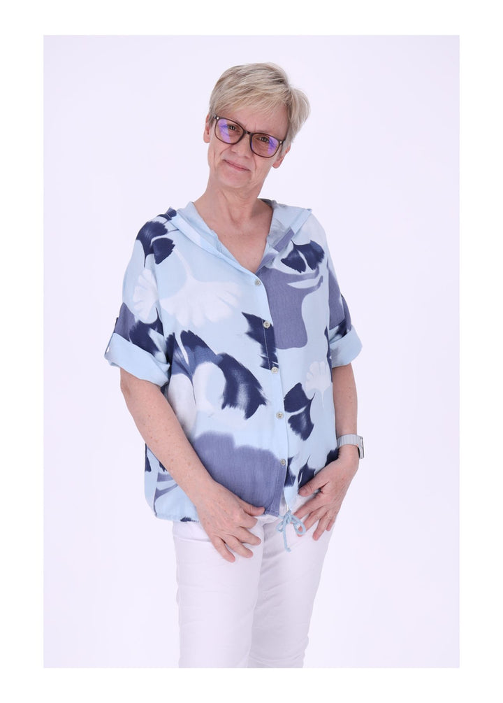 Splash of Color Bluse mit Kapuze Ginko