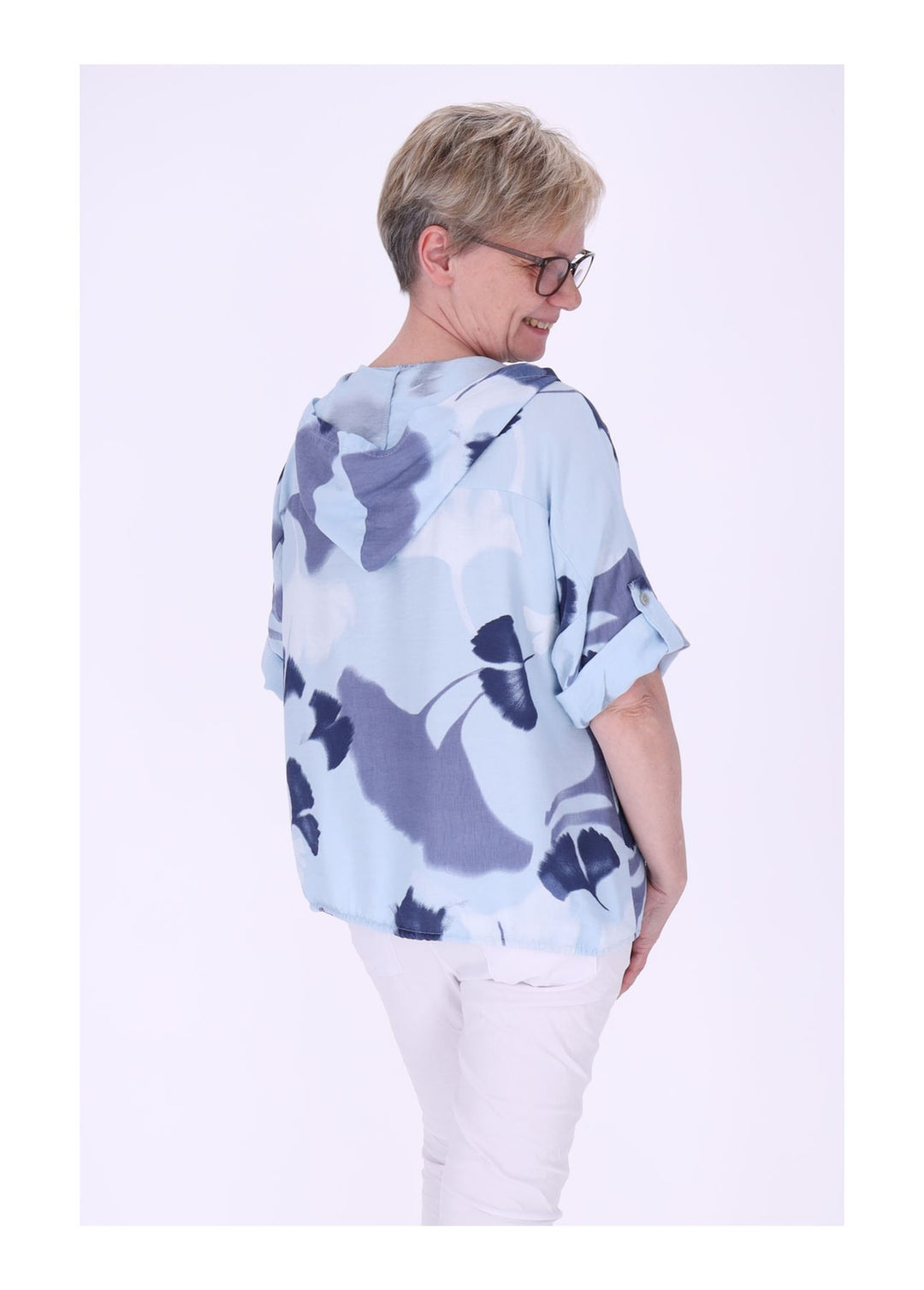 Splash of Color Bluse mit Kapuze Ginko