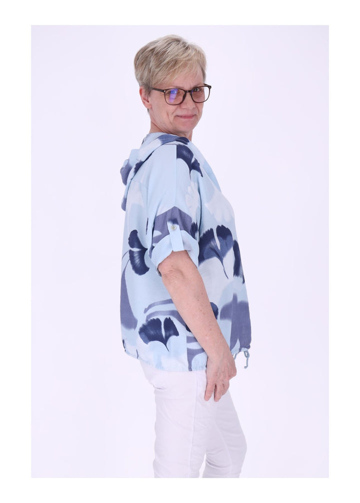 Splash of Color Bluse mit Kapuze Ginko