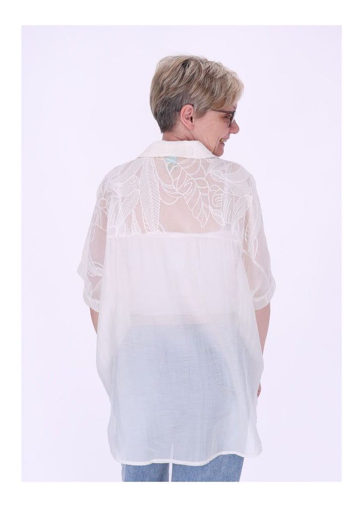 Splash of Color Bluse Damen Kurzarm