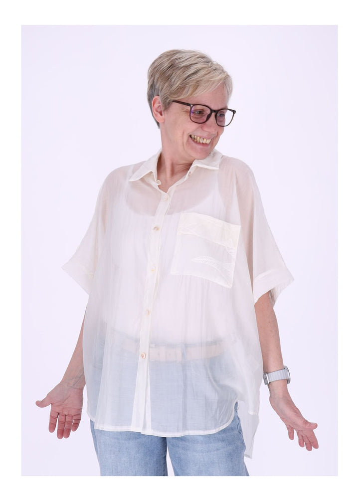 Splash of Color Bluse Damen Kurzarm