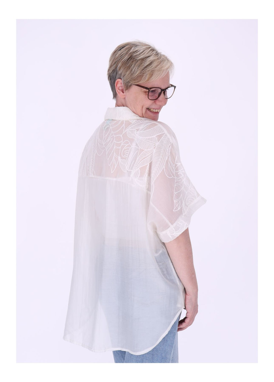 Splash of Color Bluse Damen Kurzarm