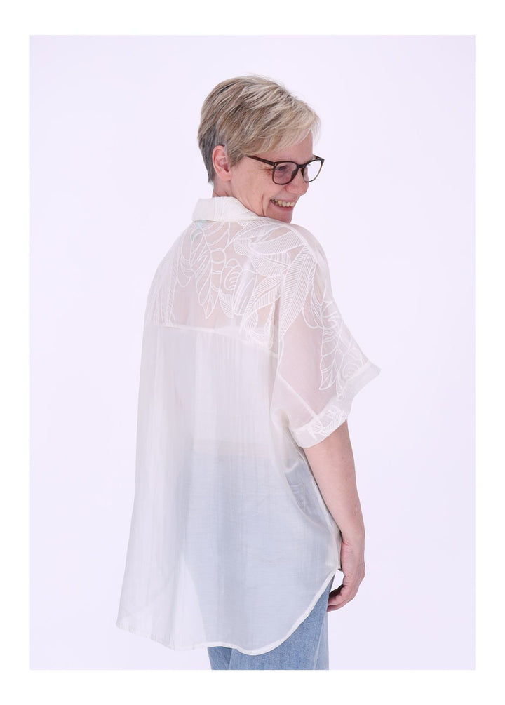 Splash of Color Bluse Damen Kurzarm