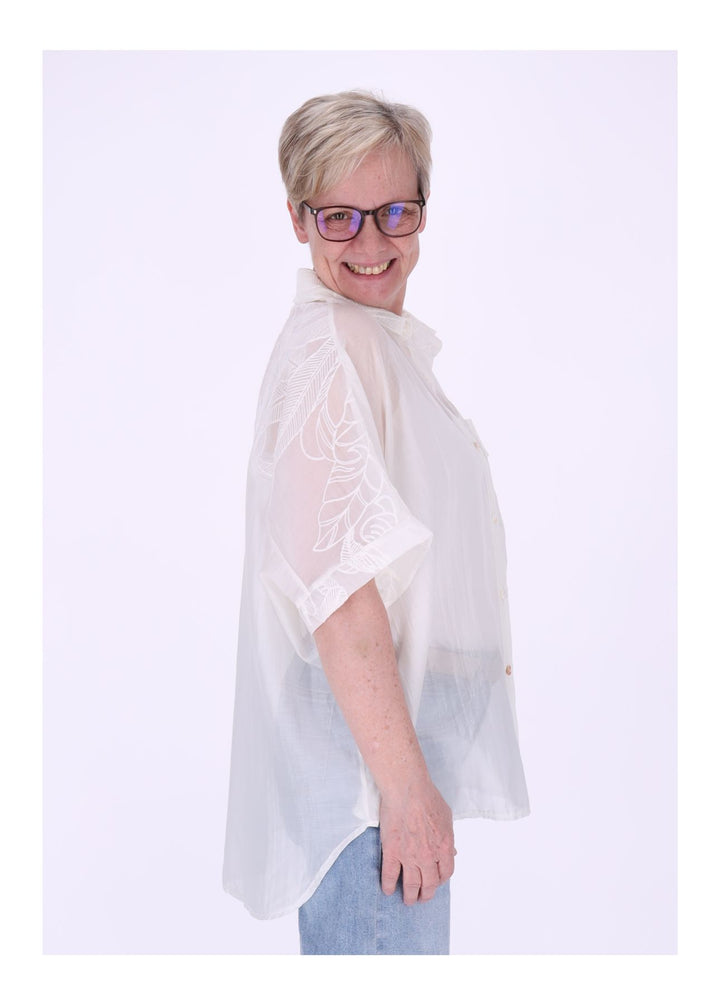 Splash of Color Bluse Damen Kurzarm