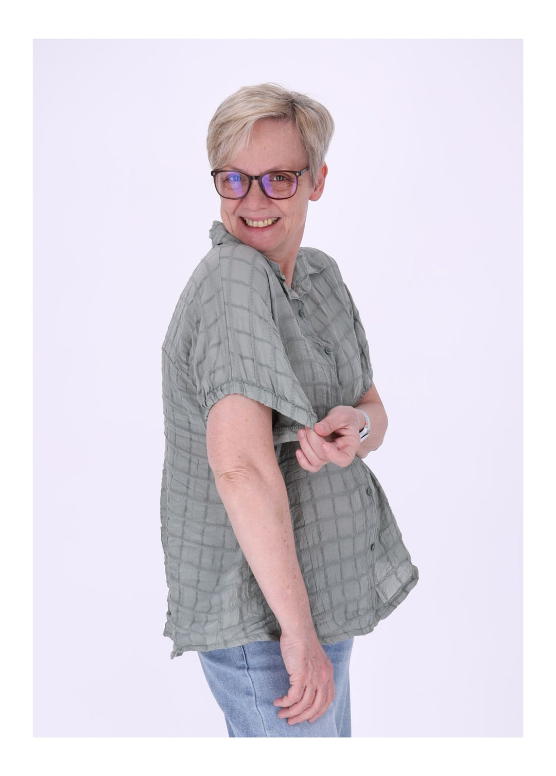 Splash of Color Bluse Damen Kurzarm