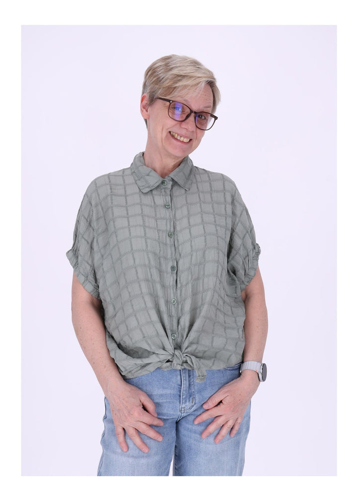 Splash of Color Bluse Damen Kurzarm