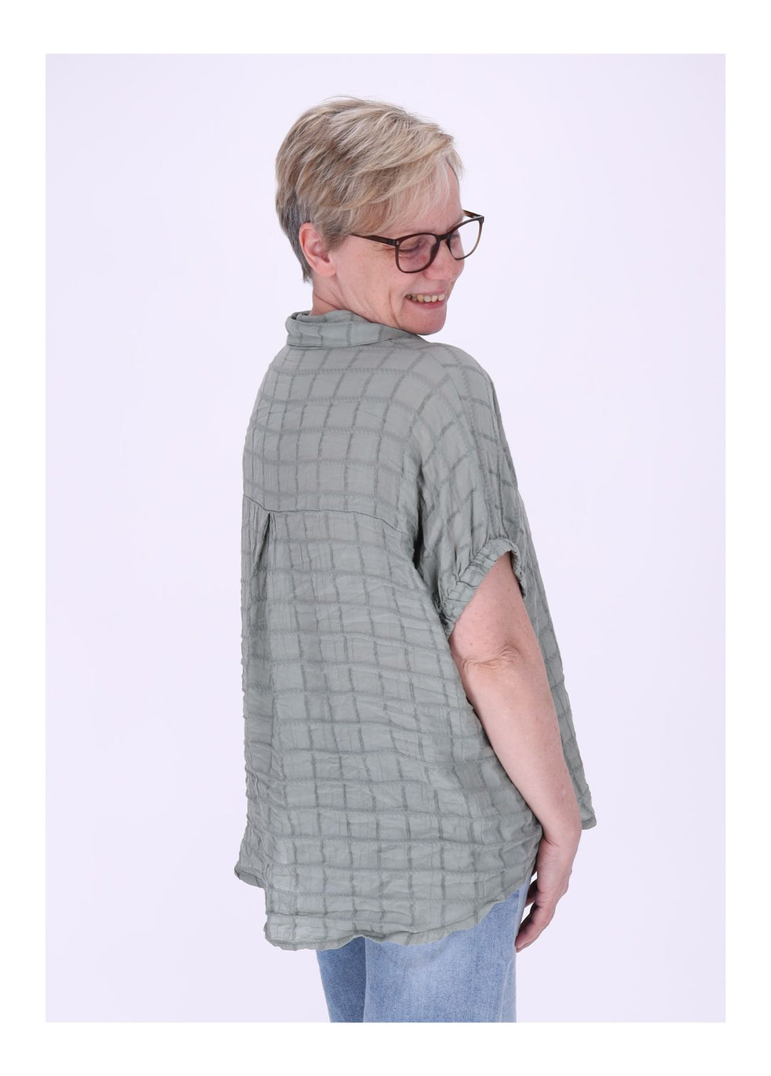 Splash of Color Bluse Damen Kurzarm