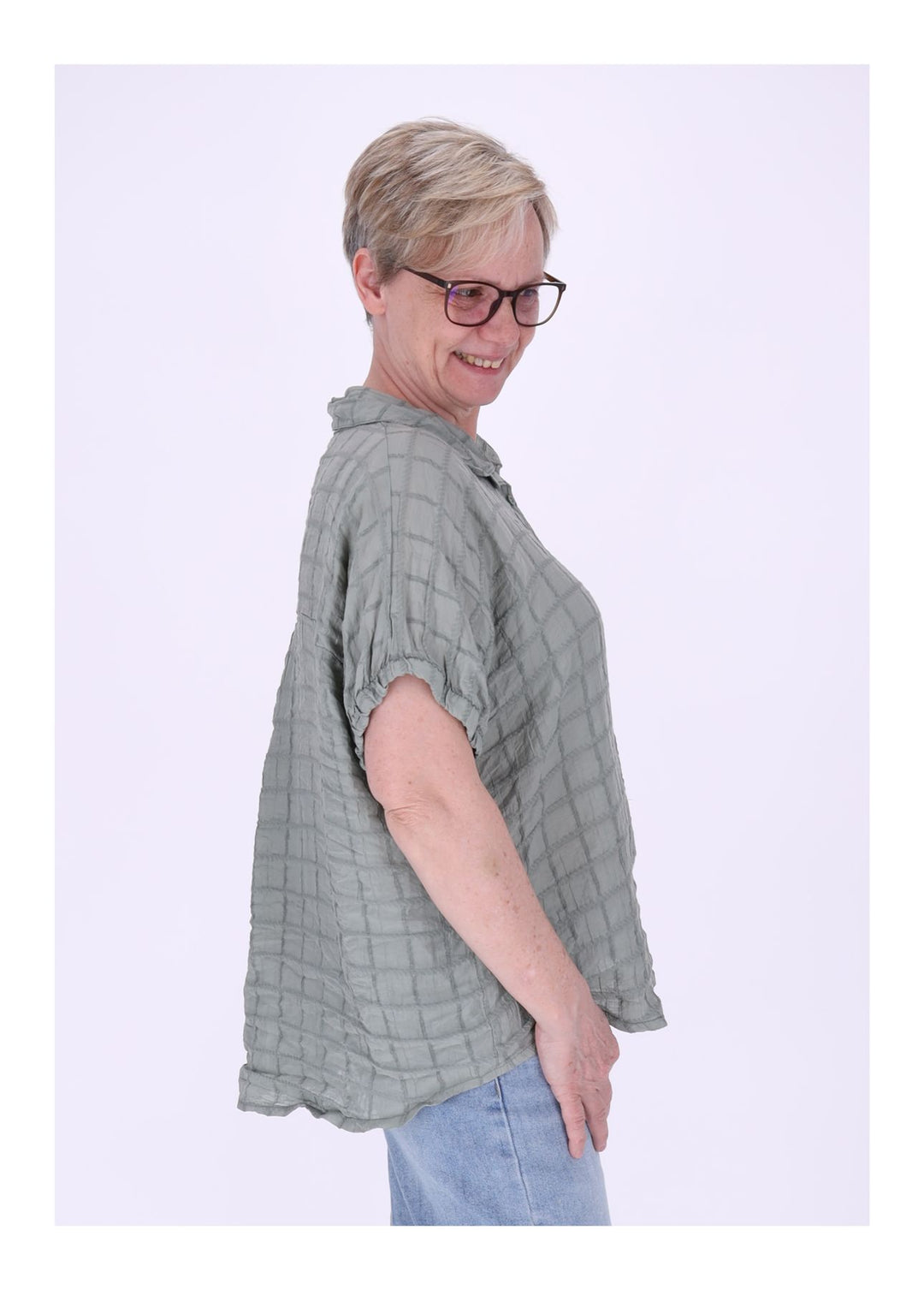 Splash of Color Bluse Damen Kurzarm