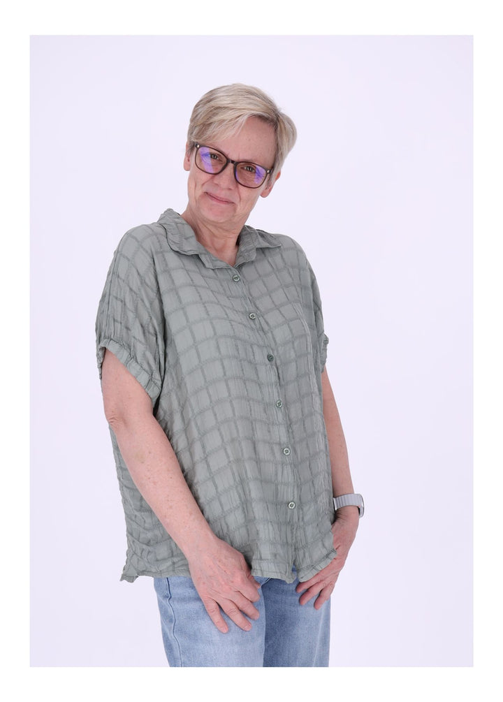 Splash of Color Bluse Damen Kurzarm